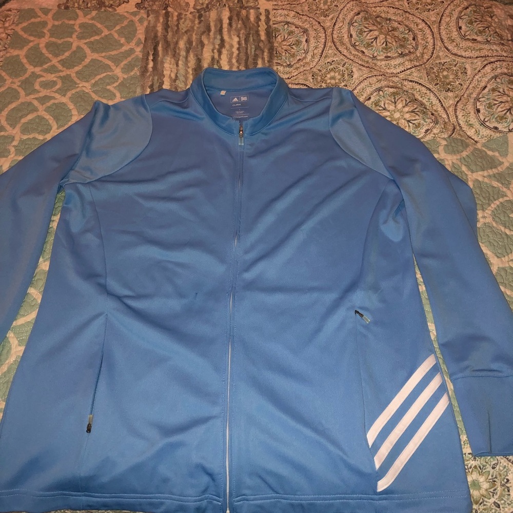Adidas zip jacket, light blue